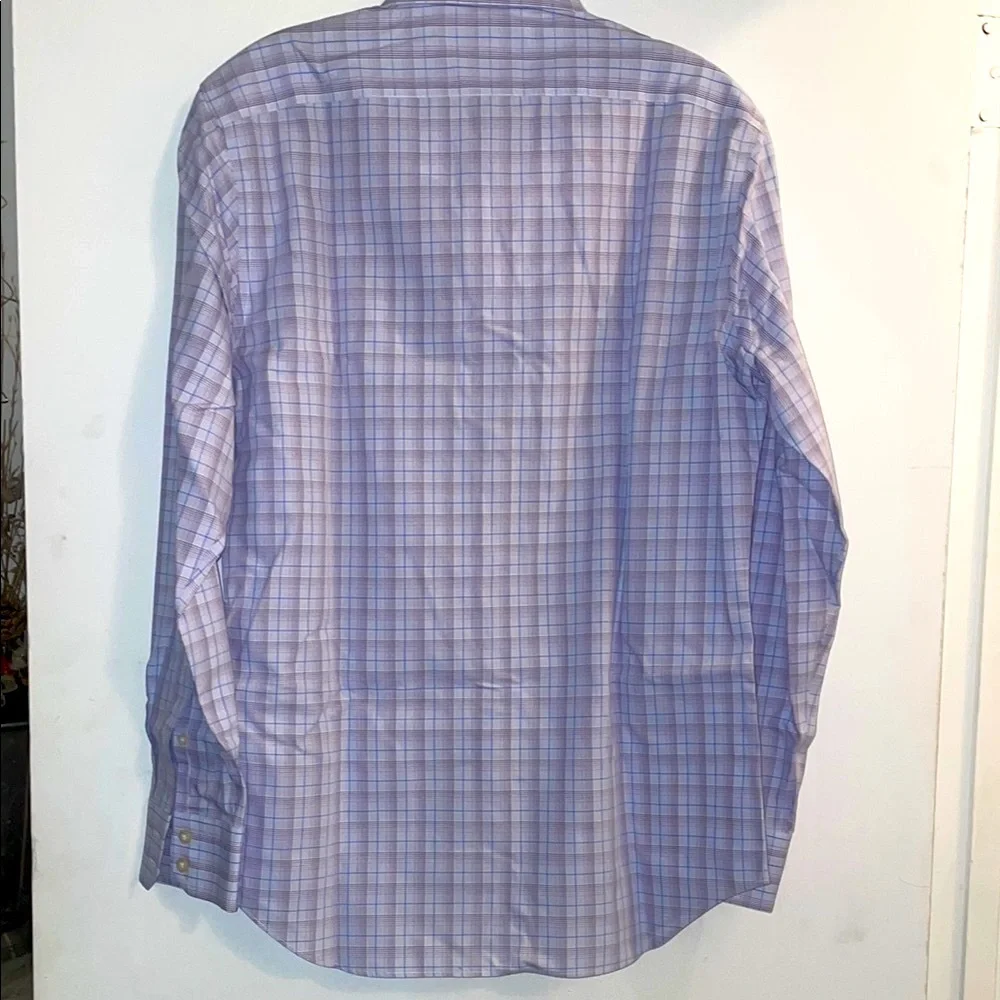 Men's Purple Plaid Shirt slim fit career shirt size small 100% cotton spring